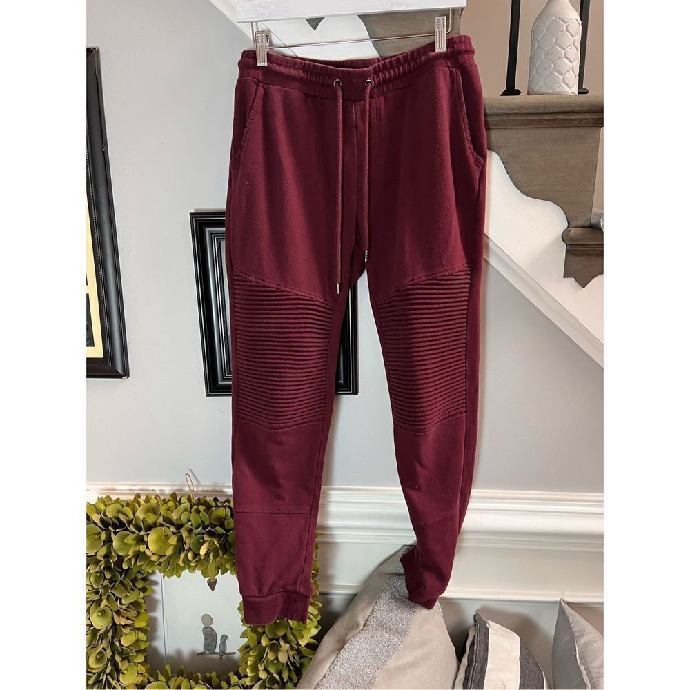 Guess Burgundy Moto Sweat Joggers sz S